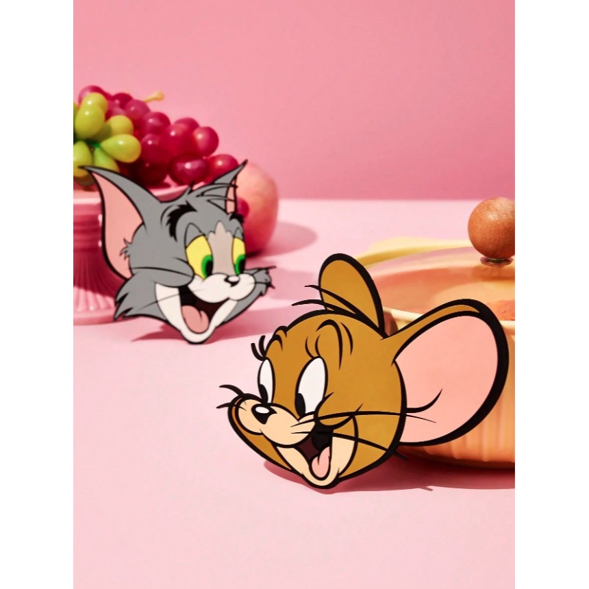 正版聯名 TOM&JERRY湯姆貓和傑利鼠 2入組卡通圖案冰箱貼 冰箱磁體裝飾-細節圖4
