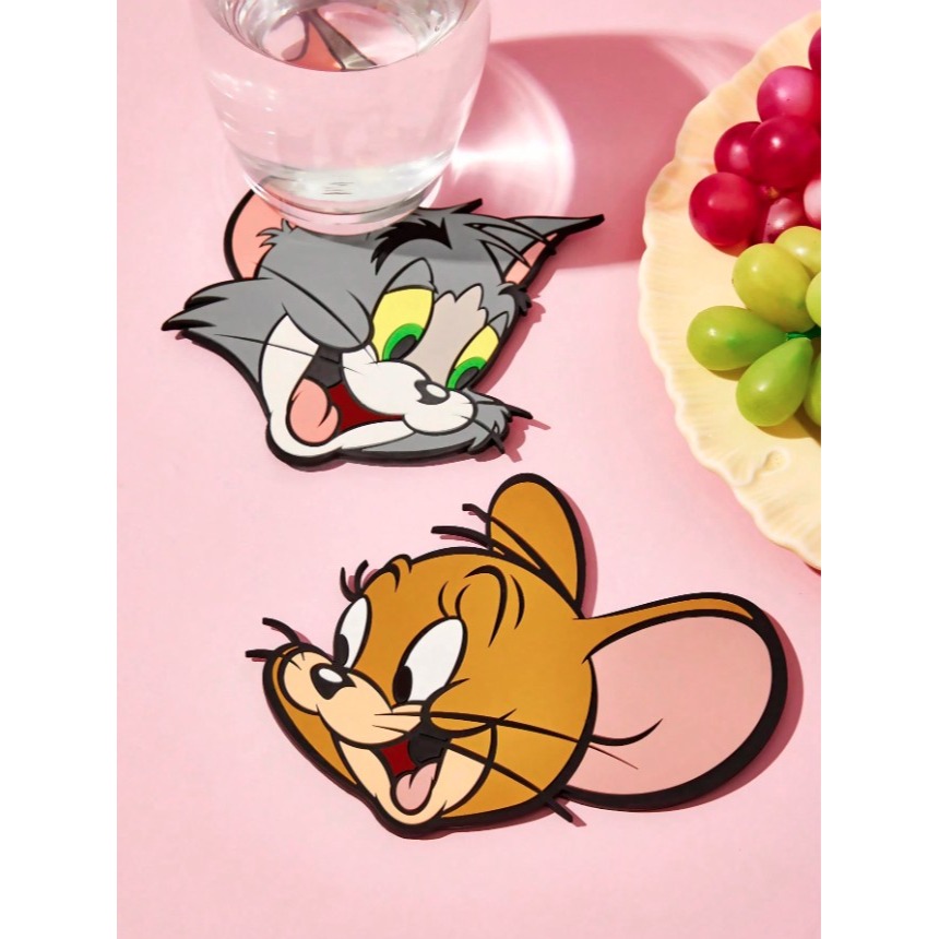 正版聯名 TOM&JERRY湯姆貓和傑利鼠 2入組卡通圖案冰箱貼 冰箱磁體裝飾-細節圖5