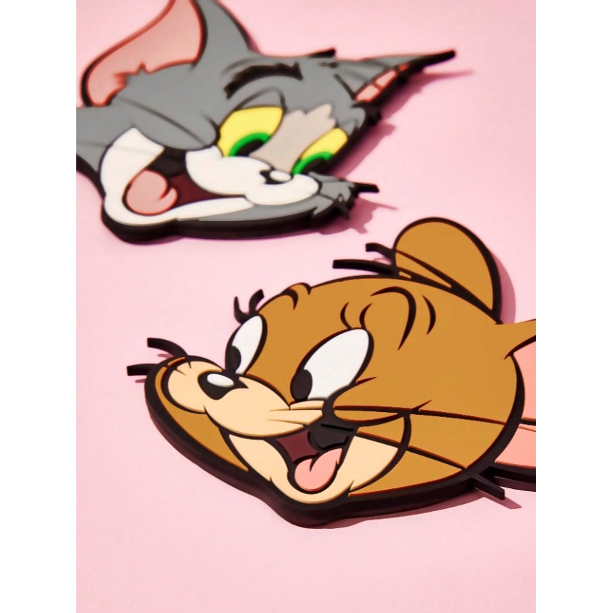 正版聯名 TOM&JERRY湯姆貓和傑利鼠 2入組卡通圖案冰箱貼 冰箱磁體裝飾-細節圖6
