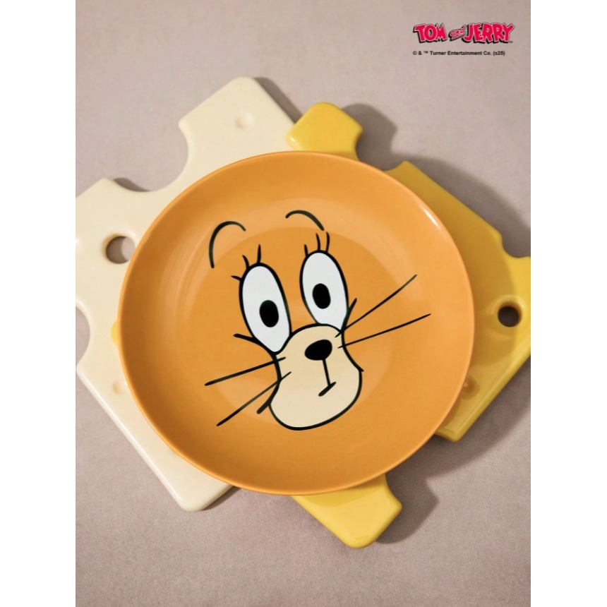 正版聯名 TOM&JERRY湯姆貓和傑利鼠 可愛圓形陶瓷食品級餐盤 陶瓷盤 點心盤 水果盤 盤子-細節圖2