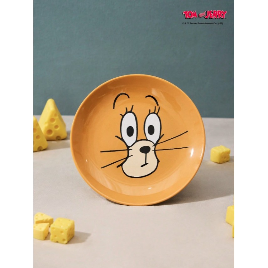 正版聯名 TOM&JERRY湯姆貓和傑利鼠 可愛圓形陶瓷食品級餐盤 陶瓷盤 點心盤 水果盤 盤子-細節圖6
