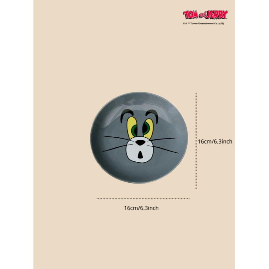 正版聯名 TOM&JERRY湯姆貓和傑利鼠 可愛圓形陶瓷食品級餐盤 陶瓷盤 點心盤 水果盤 盤子-規格圖10