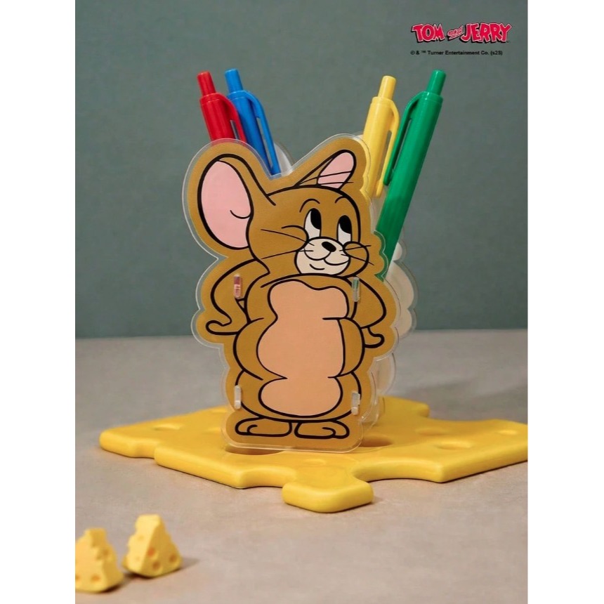 正版聯名 TOM&JERRY湯姆貓和傑利鼠 可愛壓克力造型文具收納盒 鉛筆收納盒 筆筒 桌面收納-細節圖2