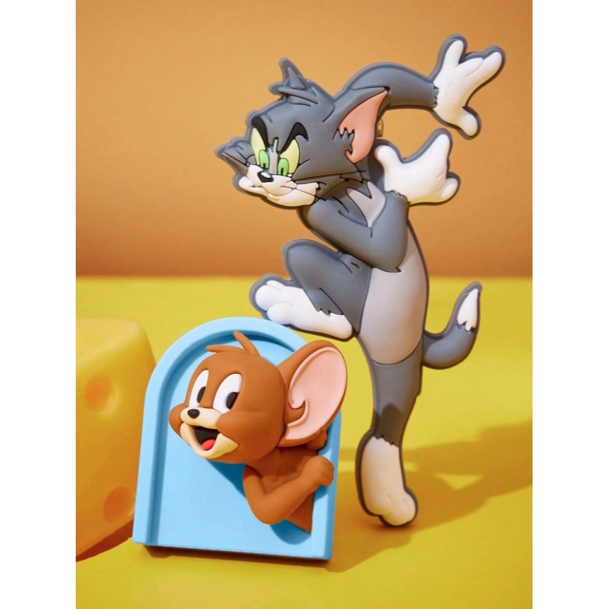 正版聯名 TOM&JERRY湯姆貓和傑利鼠 2入組卡通圖案冰箱貼 冰箱磁體裝飾-細節圖2