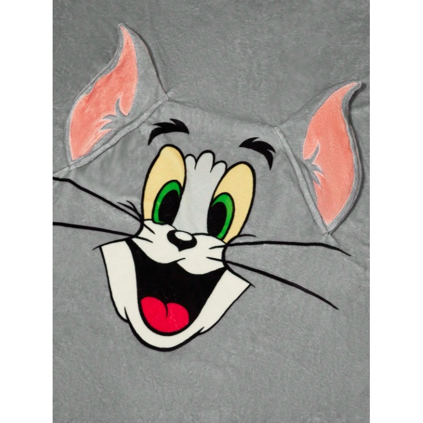 正版聯名 TOM&JERRY湯姆貓和傑利鼠 3D耳朵造型法蘭絨厚實保暖毯 毛毯 床毯 沙發毯-細節圖6