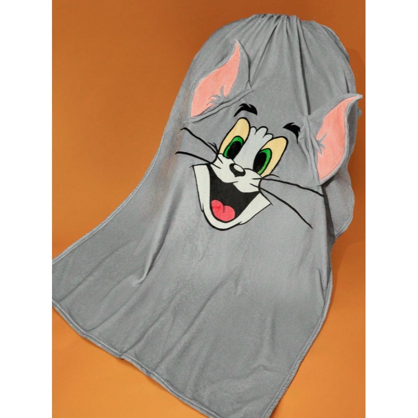正版聯名 TOM&JERRY湯姆貓和傑利鼠 3D耳朵造型法蘭絨厚實保暖毯 毛毯 床毯 沙發毯-規格圖9
