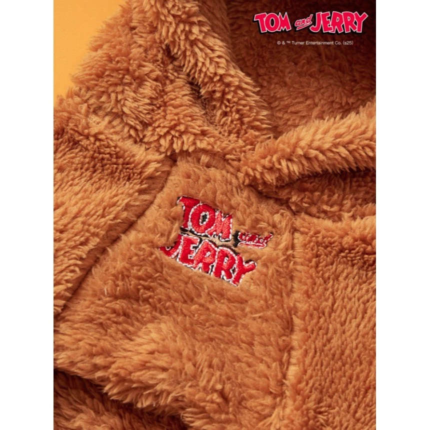 正版聯名 TOM&JERRY湯姆貓和傑利鼠 可愛老鼠寵物衣服 連帽加厚寵物外套 寵物保暖背心 寵物毛絨衣服 狗狗衣服-細節圖9