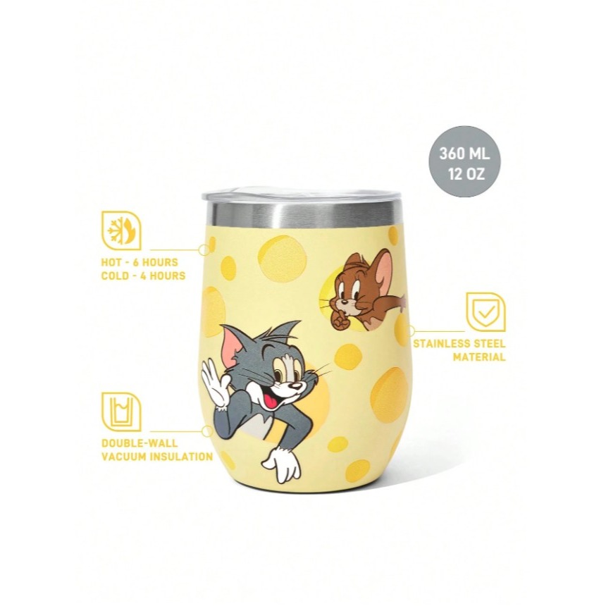 正版聯名 TOM&JERRY湯姆貓和傑利鼠  316不鏽鋼真空隔熱保溫杯500ml-規格圖9