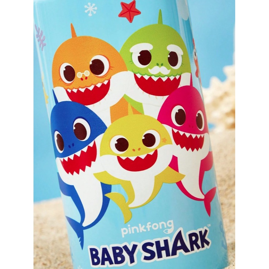 正版聯名 鯊魚寶寶 BABY SHARK 500ml兒童翻蓋吸管保溫瓶 304不鏽鋼雙層保溫壺-細節圖3