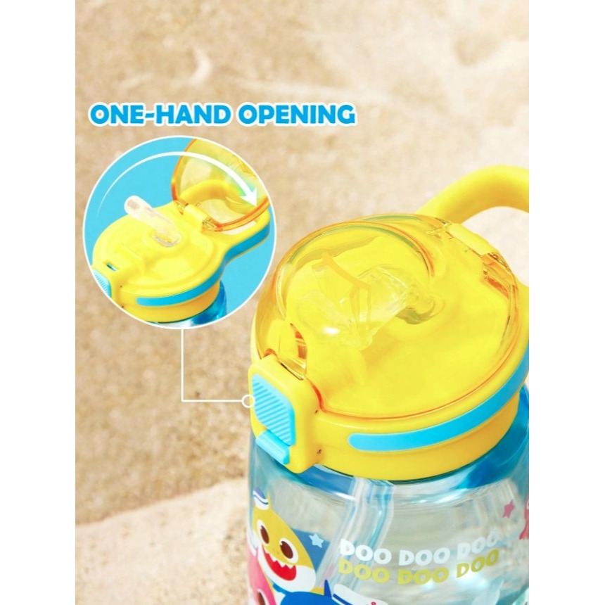 正版聯名 鯊魚寶寶 BABY SHARK 500ml兒童水壺Tritan材質 防漏矽膠彈出式吸管冷水壺 不含BPA-細節圖3