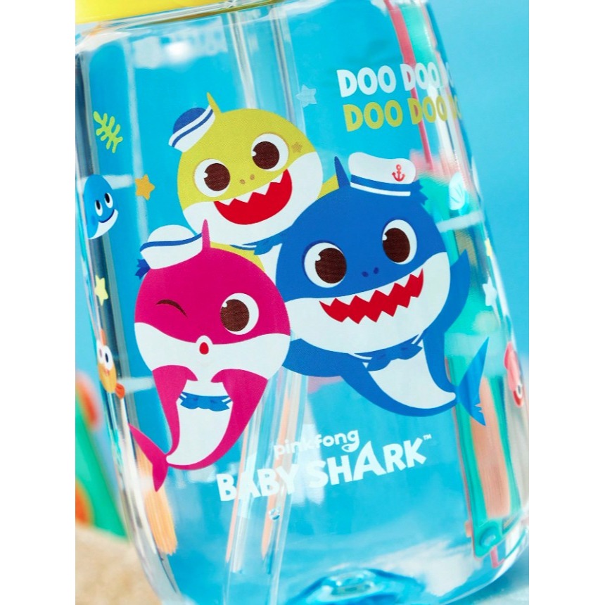正版聯名 鯊魚寶寶 BABY SHARK 500ml兒童水壺Tritan材質 防漏矽膠彈出式吸管冷水壺 不含BPA-細節圖6