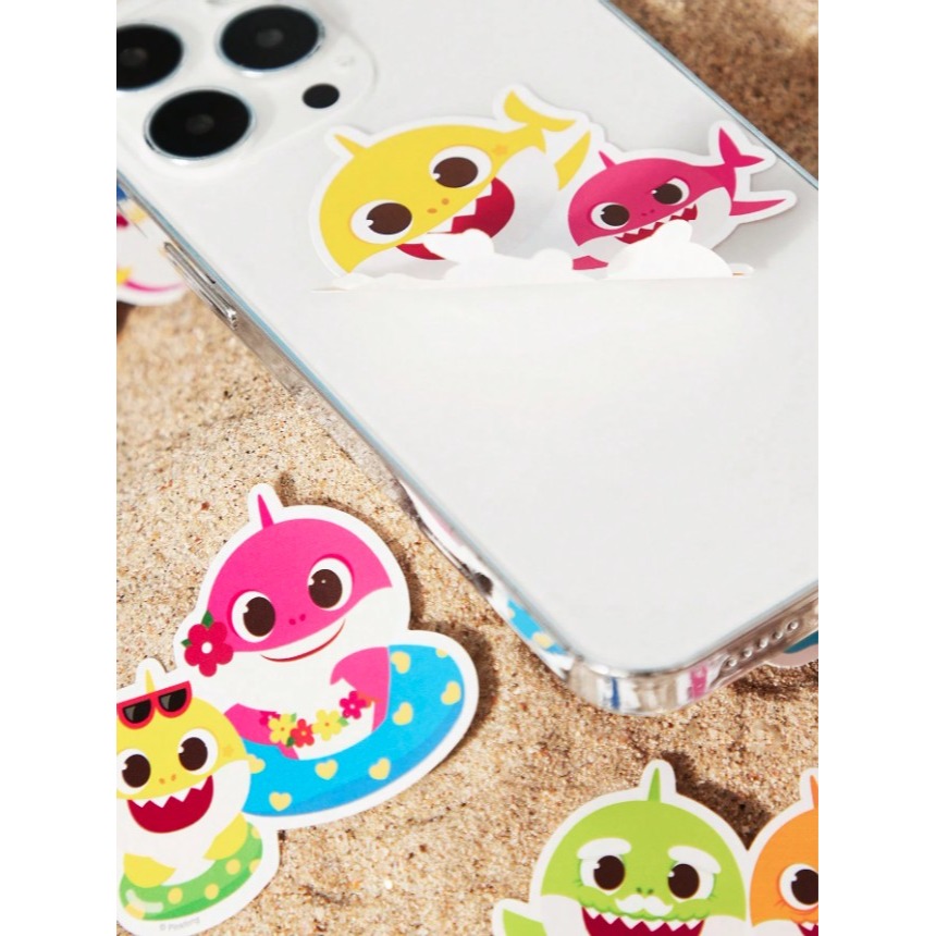 正版聯名 鯊魚寶寶 BABY SHARK 79張鯊魚卡通圖案印花貼紙套裝-細節圖3