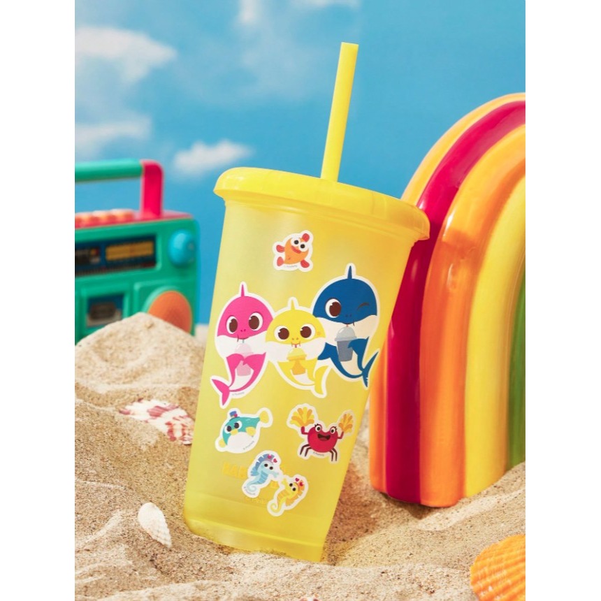 正版聯名 鯊魚寶寶 BABY SHARK 79張鯊魚卡通圖案印花貼紙套裝-細節圖4