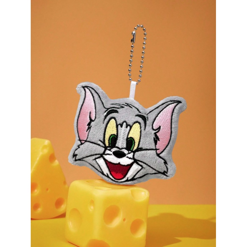 正版聯名 TOM&JERRY湯姆貓和傑利鼠  可愛3D絨毛鑰匙圈 包包吊墜-細節圖4