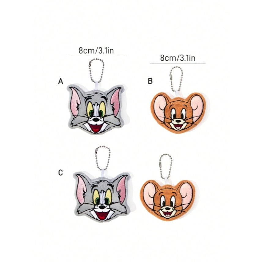 正版聯名 TOM&JERRY湯姆貓和傑利鼠  可愛3D絨毛鑰匙圈 包包吊墜-細節圖6