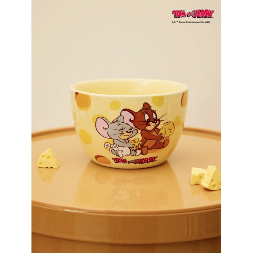 正版聯名 TOM&JERRY湯姆貓和傑利鼠  家用可愛4.5吋陶瓷飯碗 卡通甜品造型碗-細節圖4