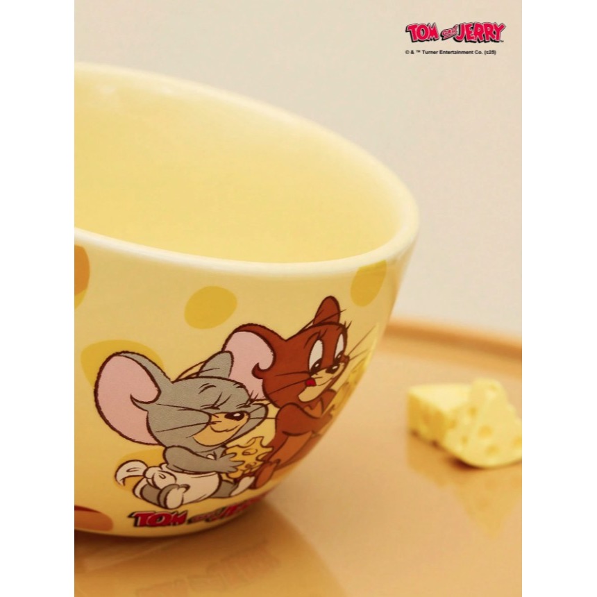 正版聯名 TOM&JERRY湯姆貓和傑利鼠  家用可愛4.5吋陶瓷飯碗 卡通甜品造型碗-細節圖5