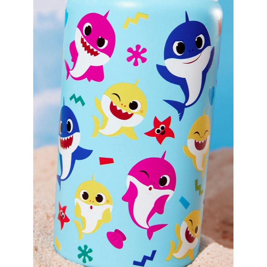 正版聯名 鯊魚寶寶 BABY SHARK 360ml兒童翻蓋吸管保溫瓶 304不鏽鋼手提保溫壺-細節圖4