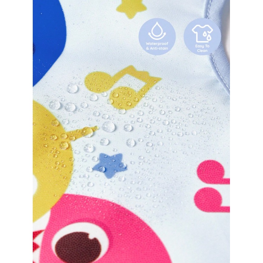正版聯名 鯊魚寶寶 BABY SHARK 3件組嬰兒防水圍兜 防水罩衣 吃飯圍兜-細節圖4