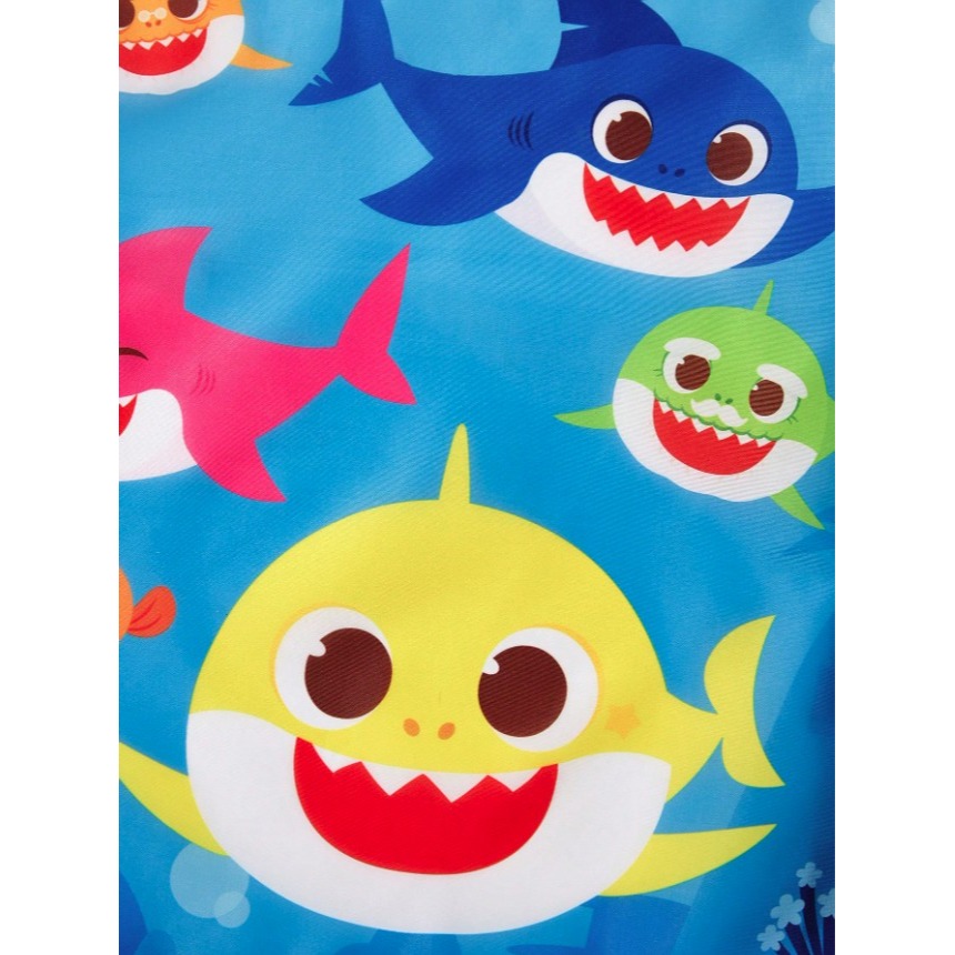正版聯名 鯊魚寶寶 BABY SHARK 卡通圖案束口抽繩背包 休閒包 沙灘包-細節圖3