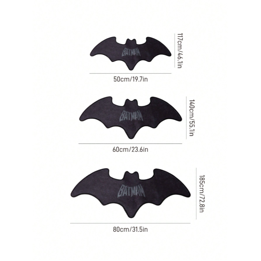 正版聯名 BATMAN蝙蝠俠 超級英雄黑色止滑地毯地墊-細節圖6