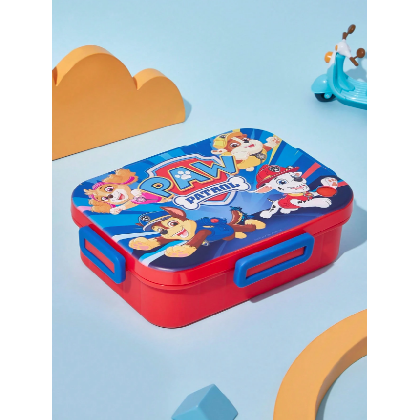 正版聯名 汪汪隊 PAW Patrol 1100ml防漏三格便當餐盒 野餐盒(附叉子)-細節圖2