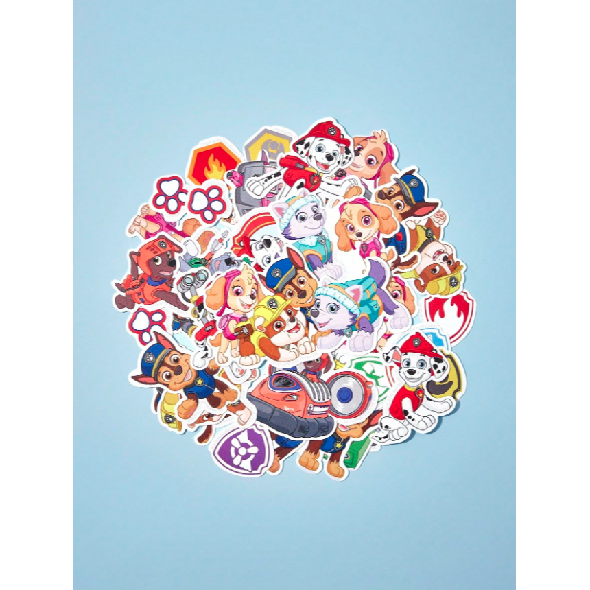 正版聯名 汪汪隊 PAW Patrol 63張卡通狗狗圖案印花貼紙套裝-細節圖2