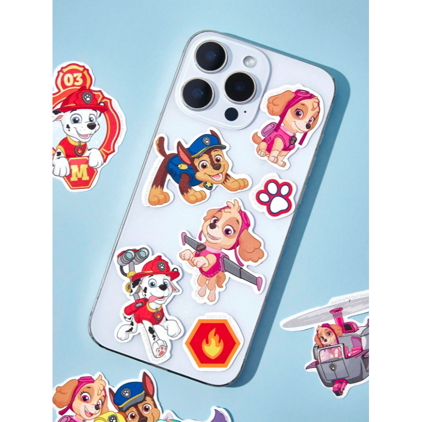 正版聯名 汪汪隊 PAW Patrol 63張卡通狗狗圖案印花貼紙套裝-細節圖4