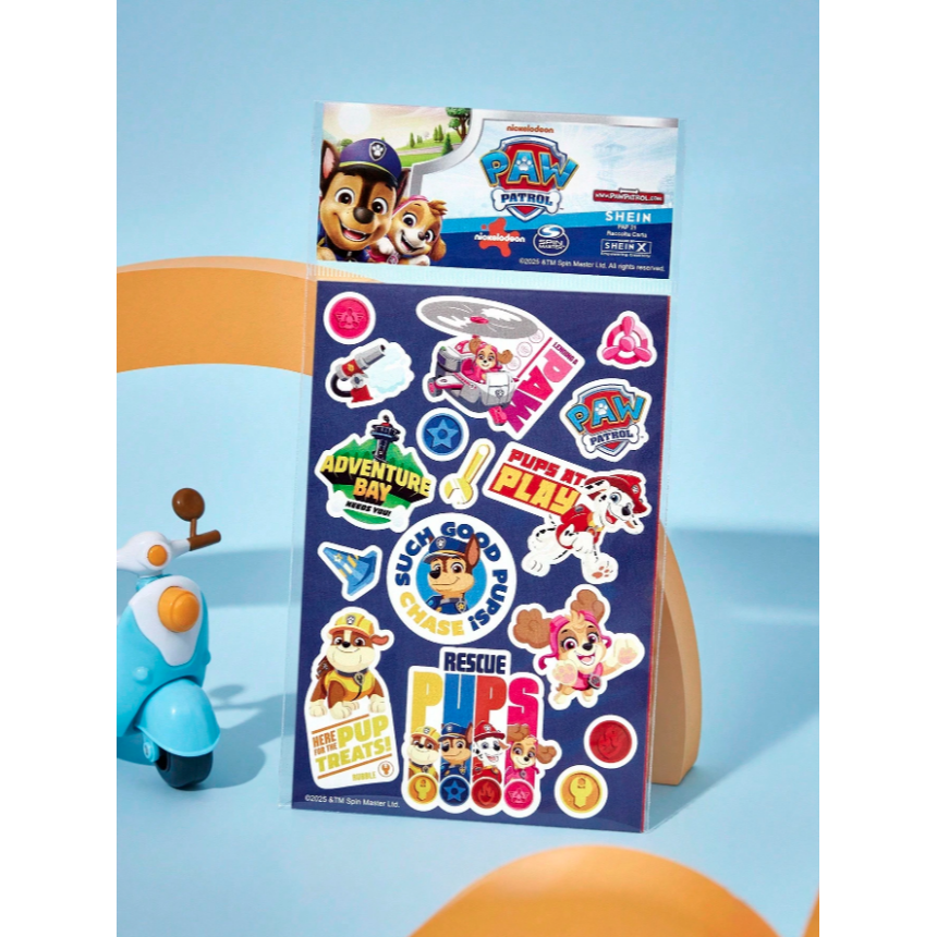 正版聯名 汪汪隊 PAW Patrol 63張卡通狗狗圖案印花貼紙套裝-細節圖7