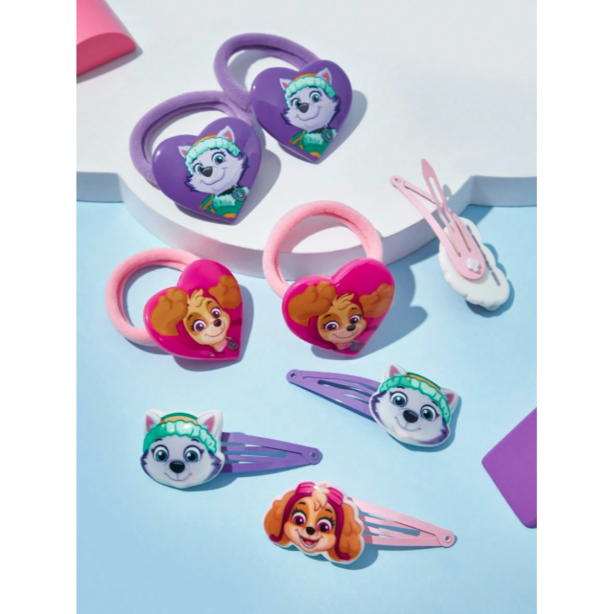 正版聯名 汪汪隊 PAW Patrol 八件組糖果色女孩髮圈髮夾 彈性橡皮圈 髮飾-細節圖7