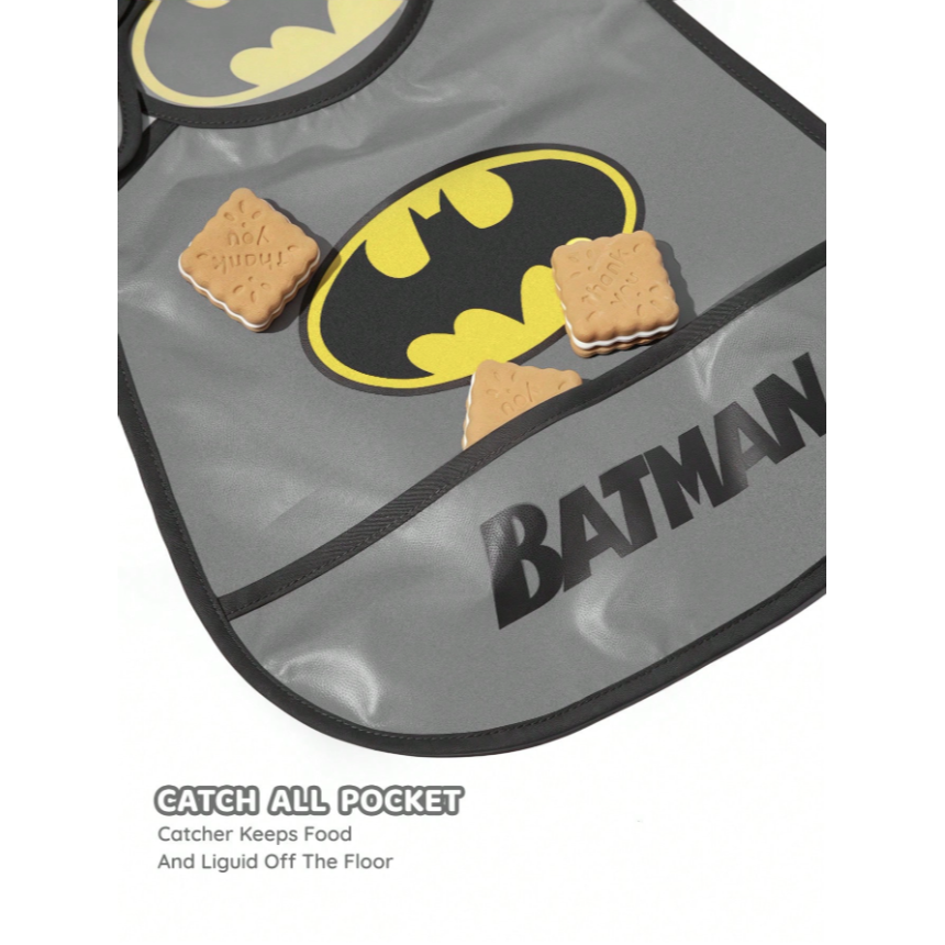 正版聯名 BATMAN蝙蝠俠 超級英雄 黑色防水防污嬰兒吃飯圍兜-細節圖6