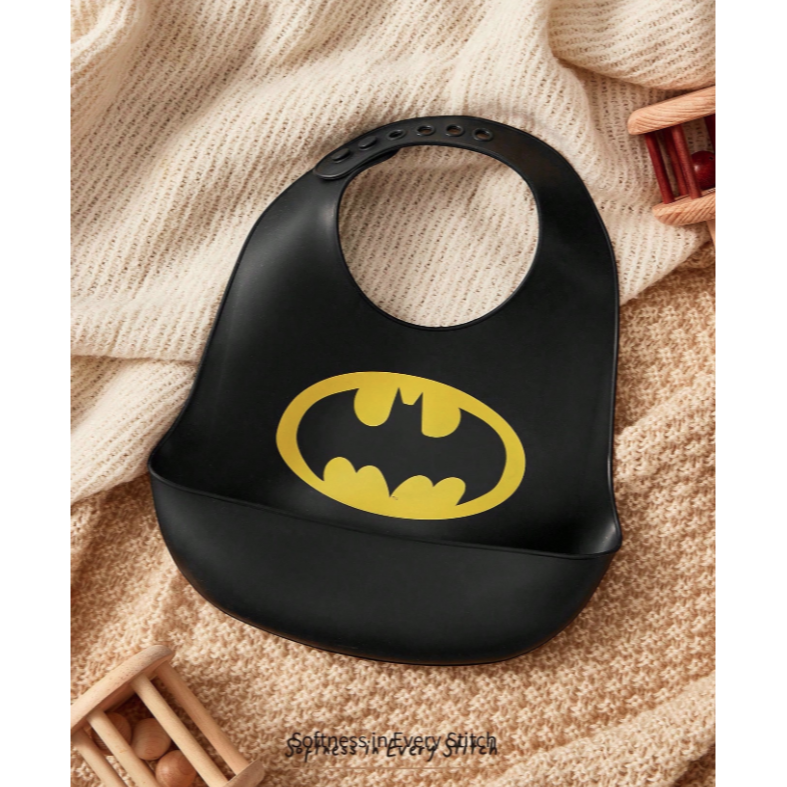 正版聯名 BATMAN蝙蝠俠 超級英雄 黑色防水防污嬰兒吃飯圍兜-細節圖8