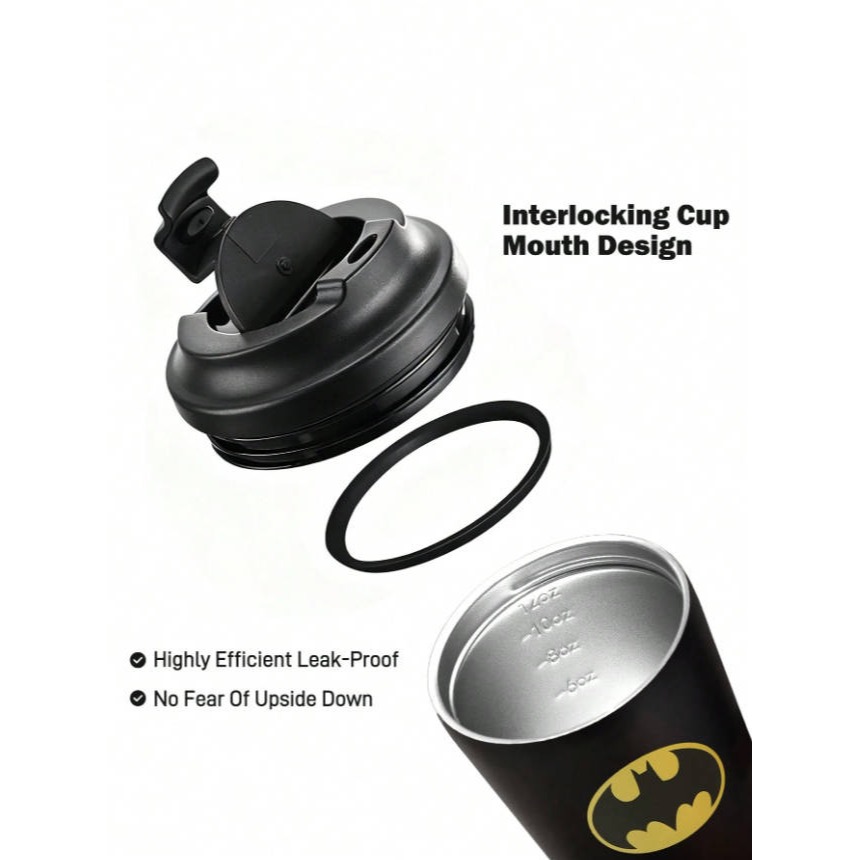 正版聯名 BATMAN蝙蝠俠 超級英雄360ml防漏不鏽鋼保溫杯 咖啡杯-細節圖4