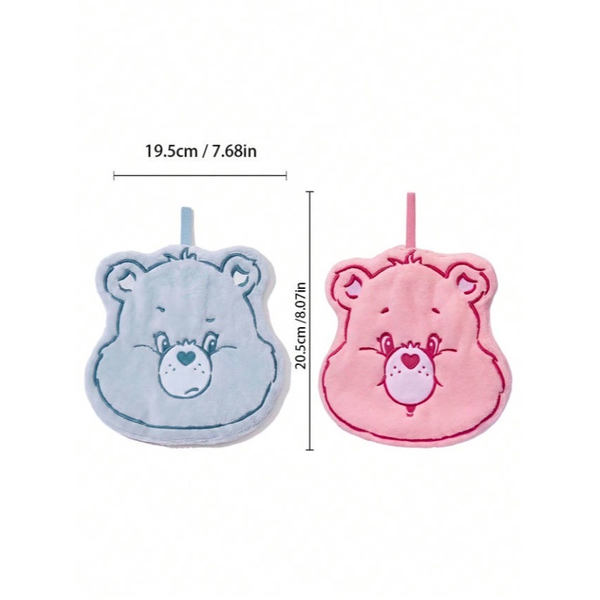 正版聯名 彩虹熊Care Bears 吸水擦手巾 珊瑚絨掛飾手巾毛巾-細節圖8