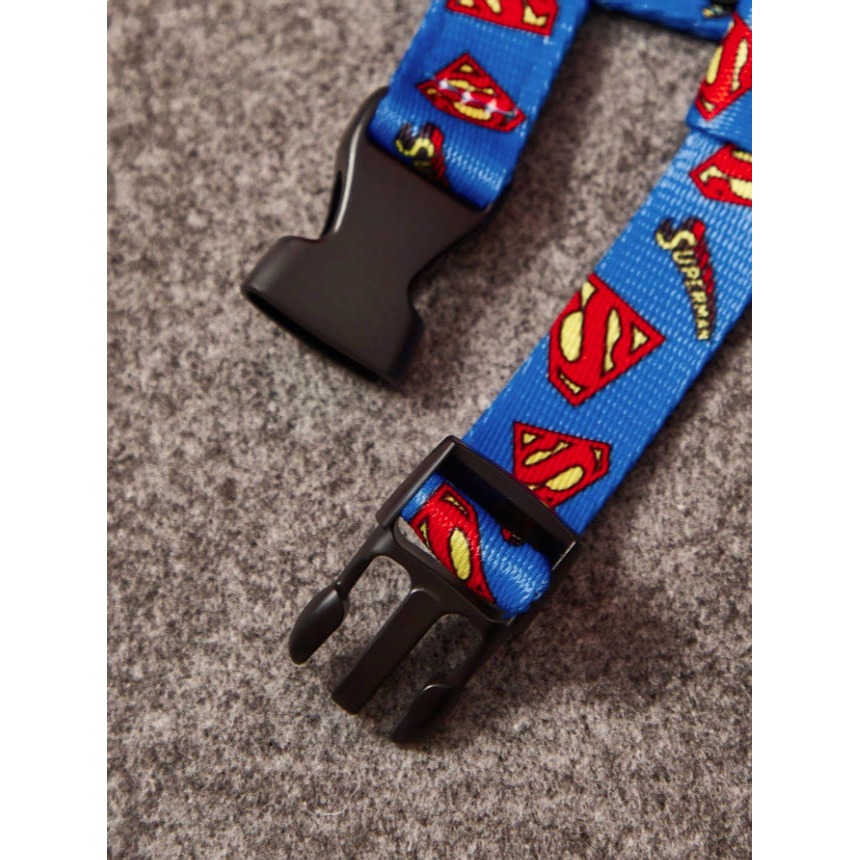 正版聯名 Superman 超級英雄 3件組寵物胸背帶套裝(胸背帶 收納袋 牽繩) 狗狗外出繩-細節圖4