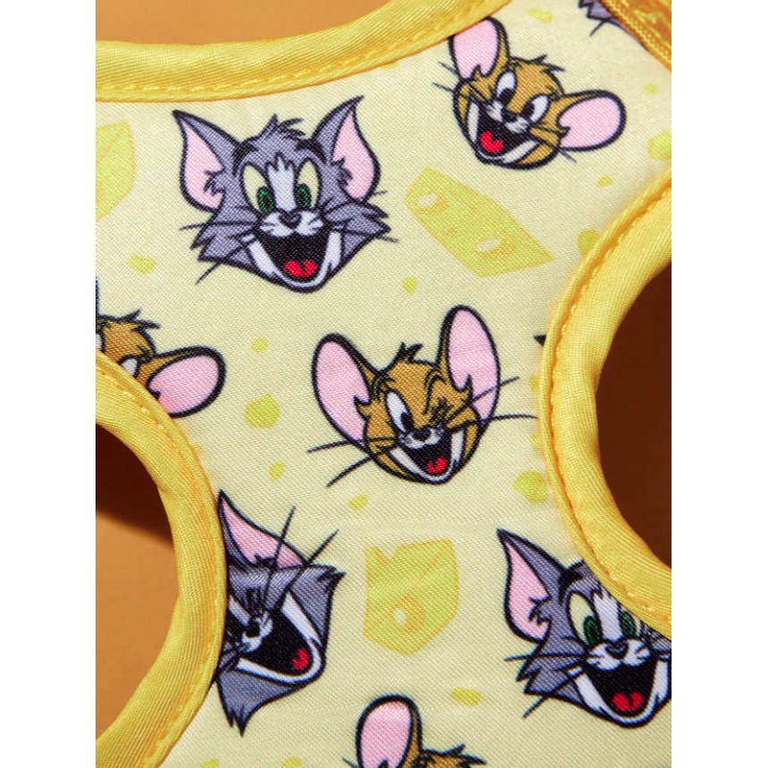 正版聯名 TOM&JERRY湯姆貓和傑利鼠印花 2件組寵物胸背帶套裝(胸背帶 牽繩) 狗狗外出繩-細節圖3