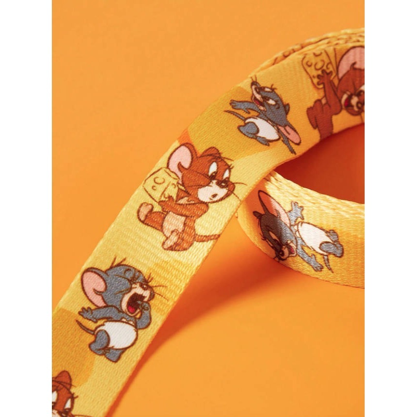 正版聯名 TOM&JERRY湯姆貓和傑利鼠印花 2件組寵物狗背心胸背帶附牽繩組-細節圖9
