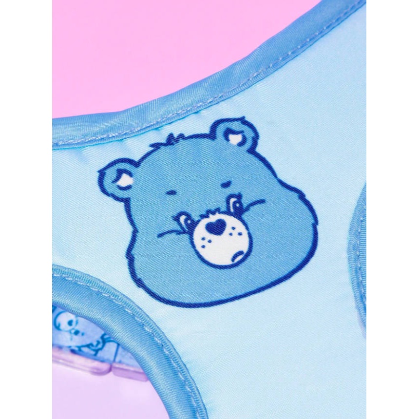 正版聯名 彩虹熊Care Bears 3件組藍色寵物胸背帶套裝(胸背帶 收納袋 牽繩) 狗狗外出繩-細節圖4