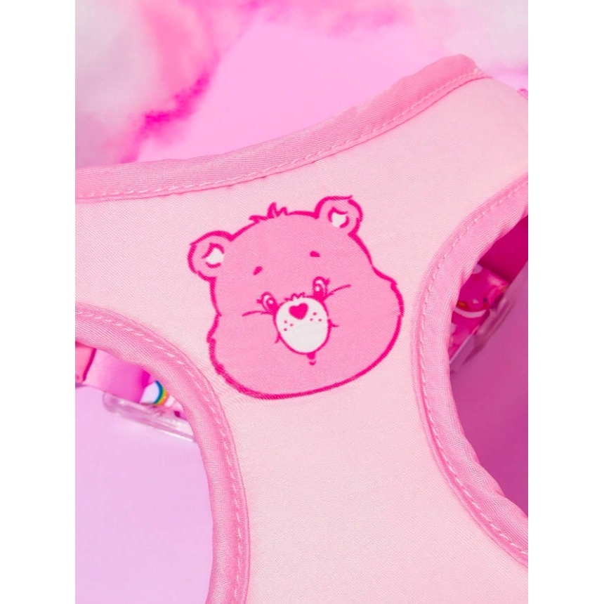正版聯名 彩虹熊Care Bears 3件組粉色寵物胸背帶套裝(胸背帶 收納袋 牽繩) 狗狗外出繩-細節圖4