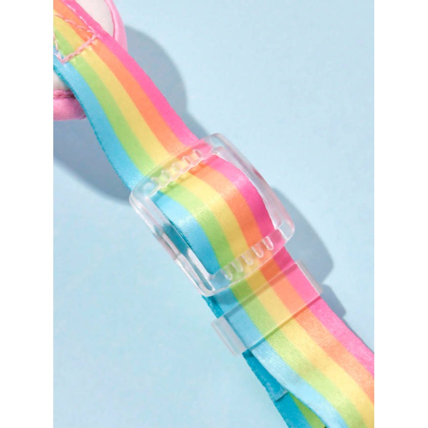 正版聯名 彩虹熊Care Bears 2件組彩虹款寵物狗背心胸背帶附牽繩組-細節圖8