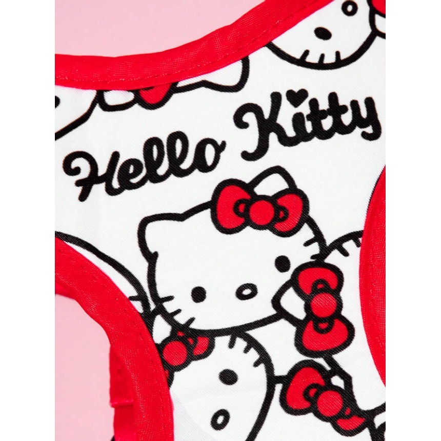 正版聯名 三麗鷗 HELLO KITTY 3件組紅色寵物胸背帶套裝(胸背帶 收納袋 牽繩) 狗狗外出繩-細節圖4