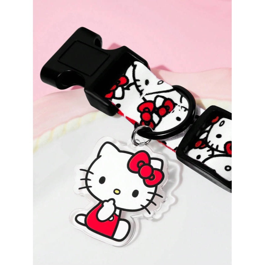 正版聯名 三麗鷗 HELLO KITTY 3件組紅色寵物胸背帶套裝(胸背帶 收納袋 牽繩) 狗狗外出繩-細節圖7