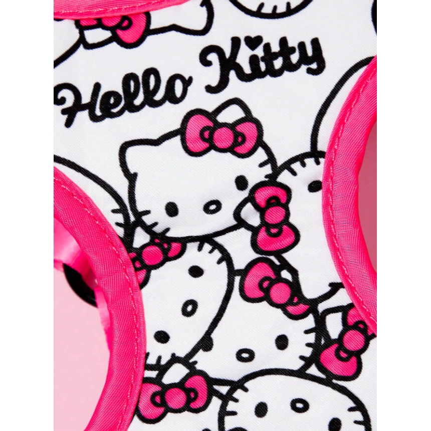 正版聯名 三麗鷗 HELLO KITTY 3件組粉色寵物胸背帶套裝(胸背帶 收納袋 牽繩) 狗狗外出繩-細節圖4