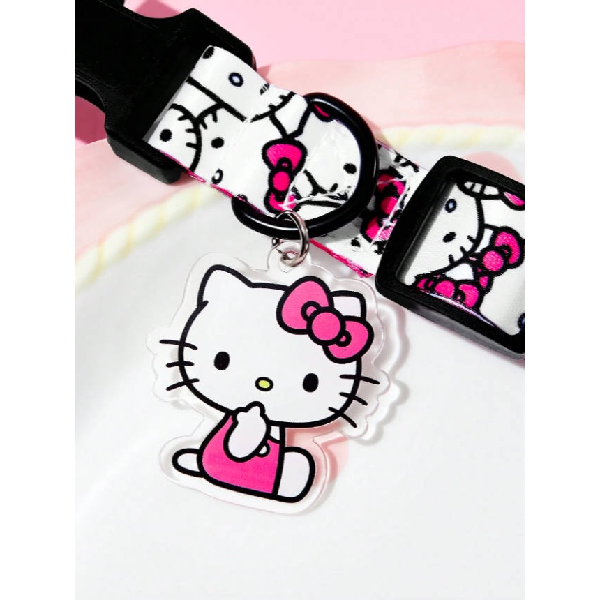 正版聯名 三麗鷗 HELLO KITTY 3件組粉色寵物胸背帶套裝(胸背帶 收納袋 牽繩) 狗狗外出繩-細節圖8