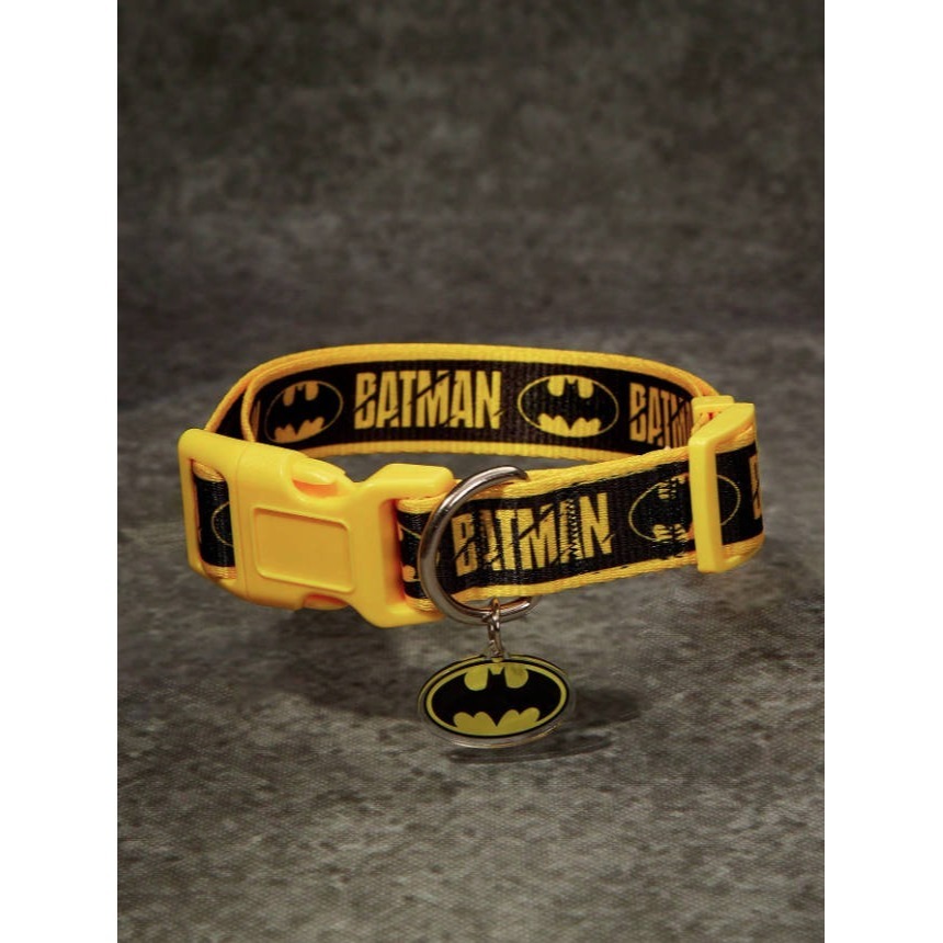 正版聯名 BATMAN蝙蝠俠 蝙蝠印花寵物項圈 狗狗項圈 貓咪項圈 外出項圈-細節圖2