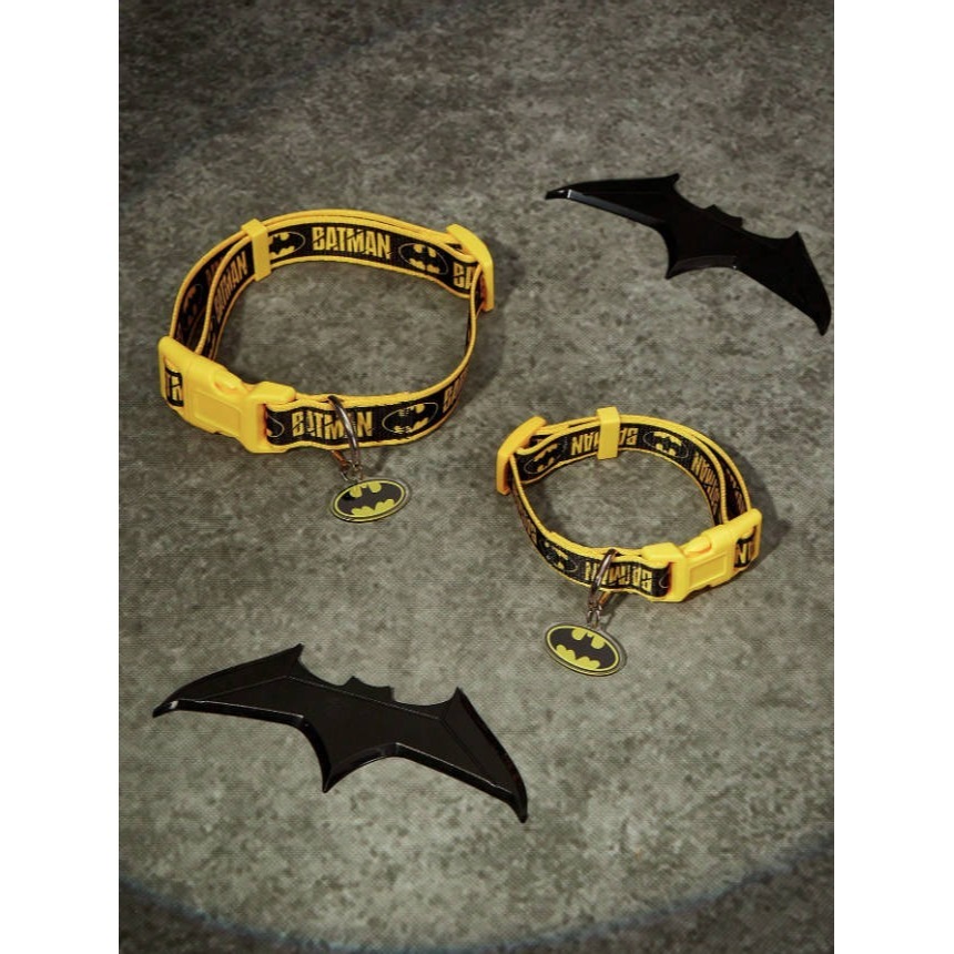 正版聯名 BATMAN蝙蝠俠 蝙蝠印花寵物項圈 狗狗項圈 貓咪項圈 外出項圈-細節圖3