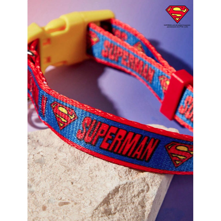 正版聯名 Superman 超級英雄 超人印花寵物項圈 狗狗項圈 貓咪項圈 外出項圈-細節圖5