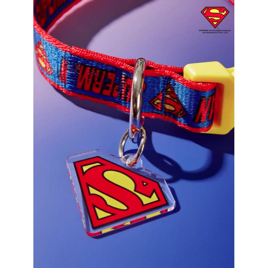 正版聯名 Superman 超級英雄 超人印花寵物項圈 狗狗項圈 貓咪項圈 外出項圈-細節圖6