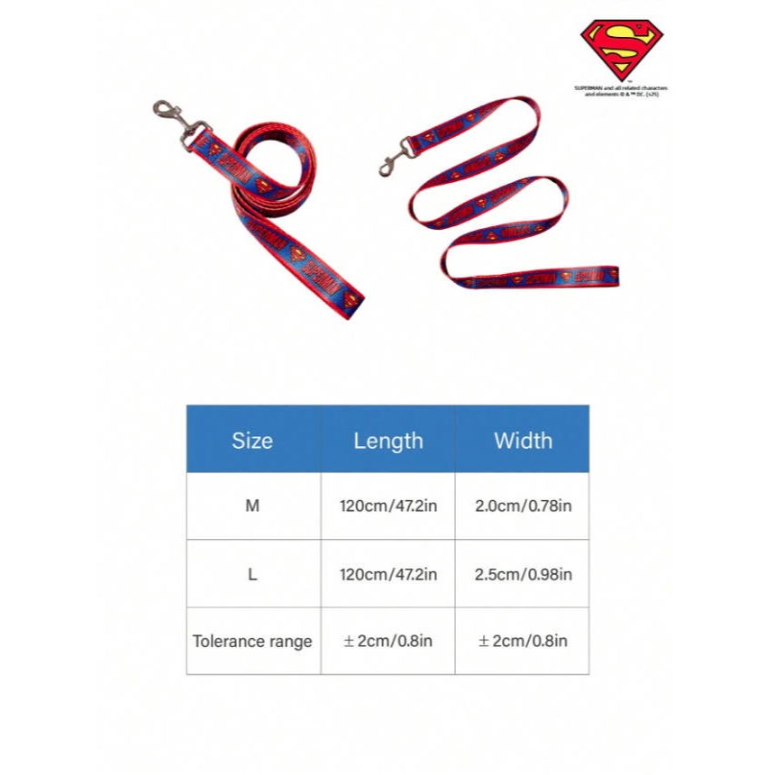 正版聯名 Superman 超級英雄 超人印花寵物項圈 狗狗項圈 貓咪項圈 外出項圈-細節圖11