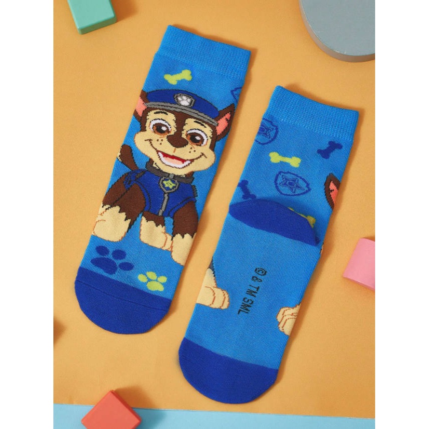 正版聯名 汪汪隊 PAW Patrol 2雙組狗狗圖案兒童棉質透氣中筒襪-細節圖3